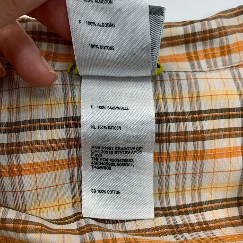 The North Face Shirt Mens‎ XL Extra Large Orange Brown A5 Series Plaid Button Up